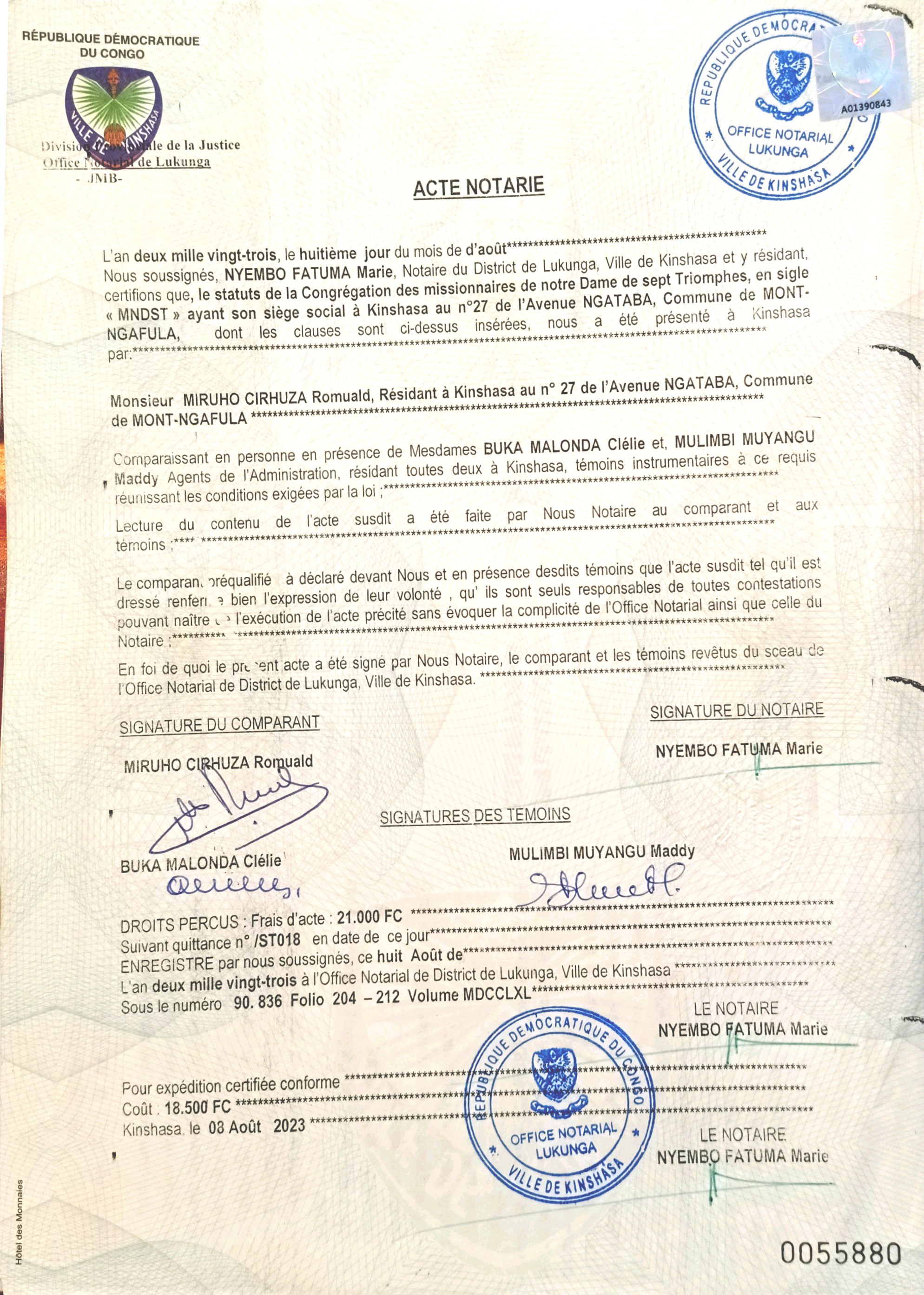 Acte de Fondation